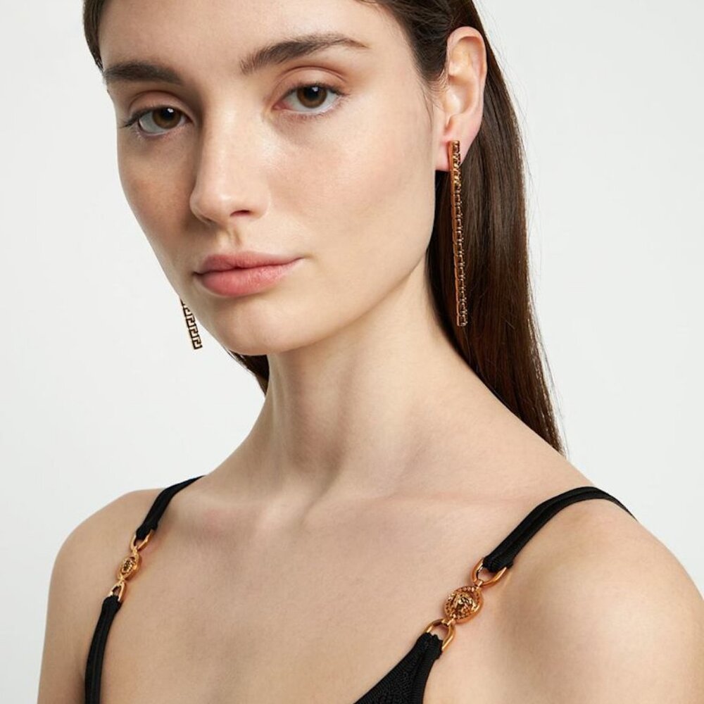NEW! Versace Greca asymmetric earrings
